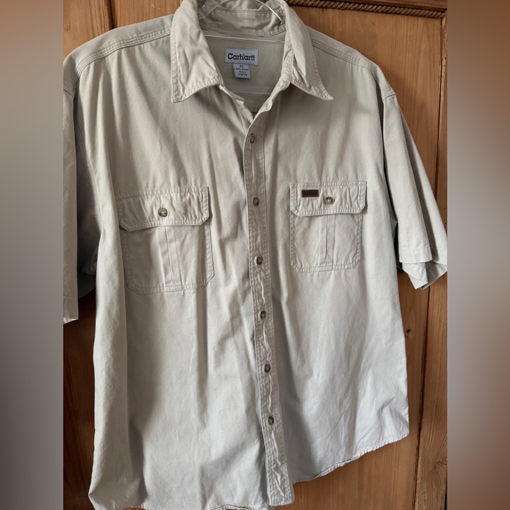 Carhartt Men's Tan Casual Button-Down Shirt